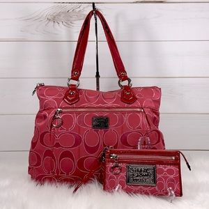 Coach Poppy Signature Lurex Ruby Glam Tote